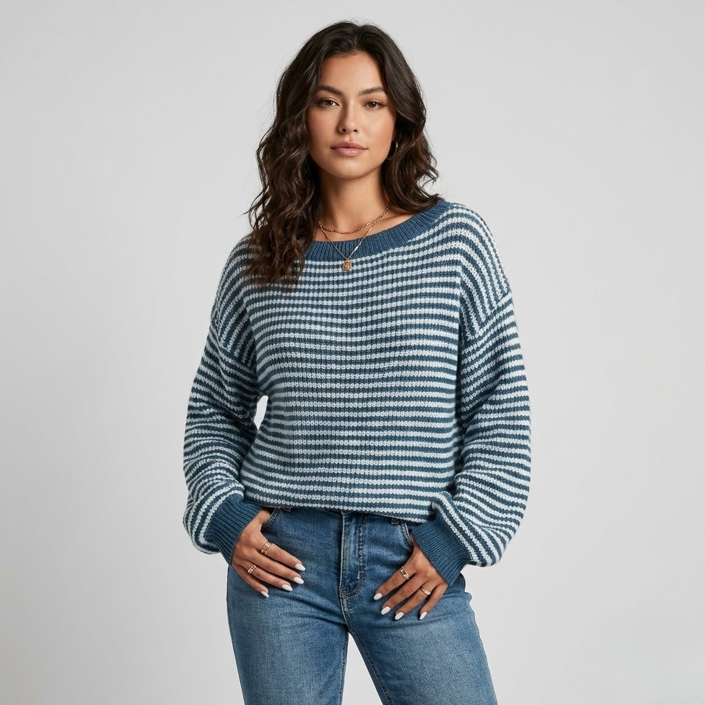 Camisola de malha texturada | Corte descontraído | Riscas contemporâneas