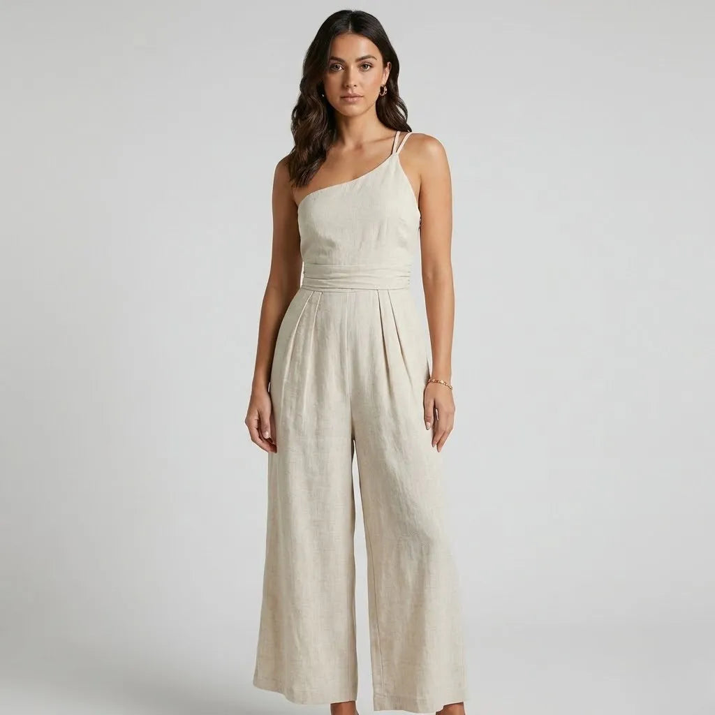 Macacão fluido em mistura de linho | Perna larga | Elegância natural