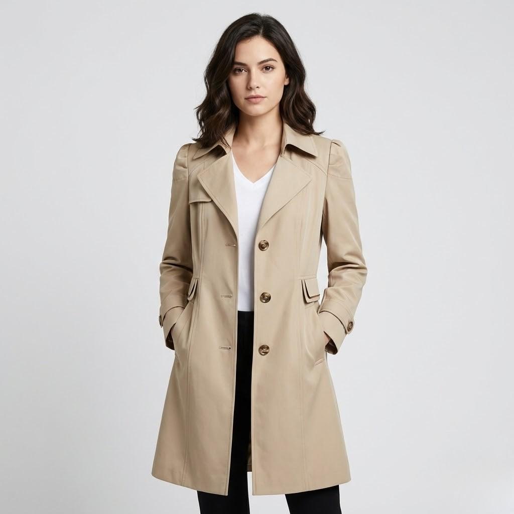 Trench coat elegante em mistura de algodão | Corte cintado | Estilo urbano clássico