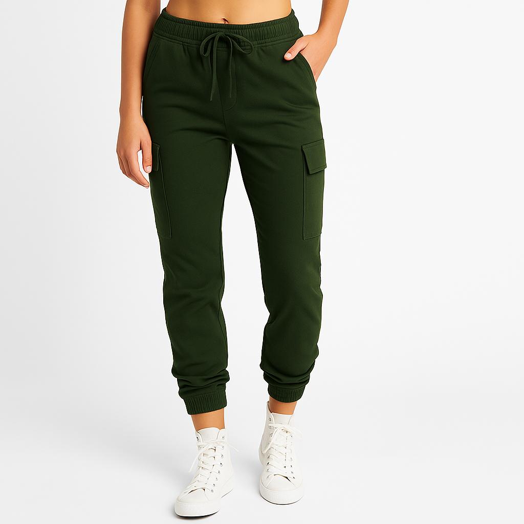 Calças cargo femininas com cintura alta