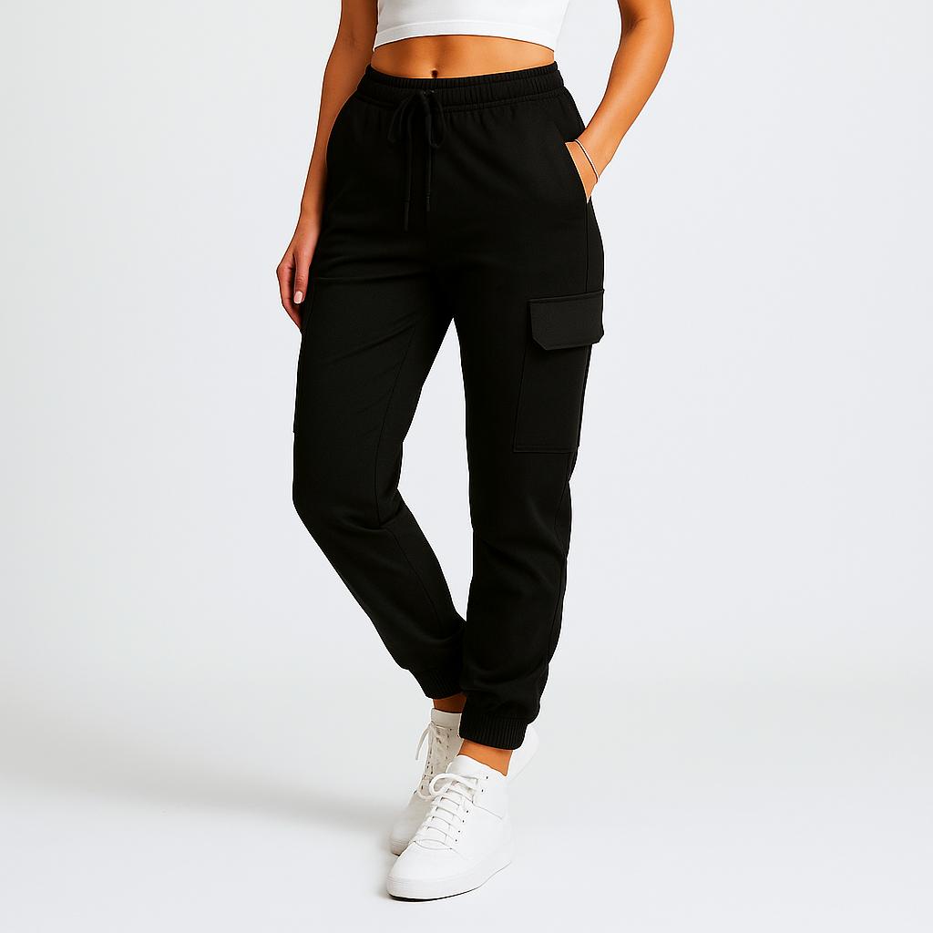 Calças cargo femininas com cintura alta