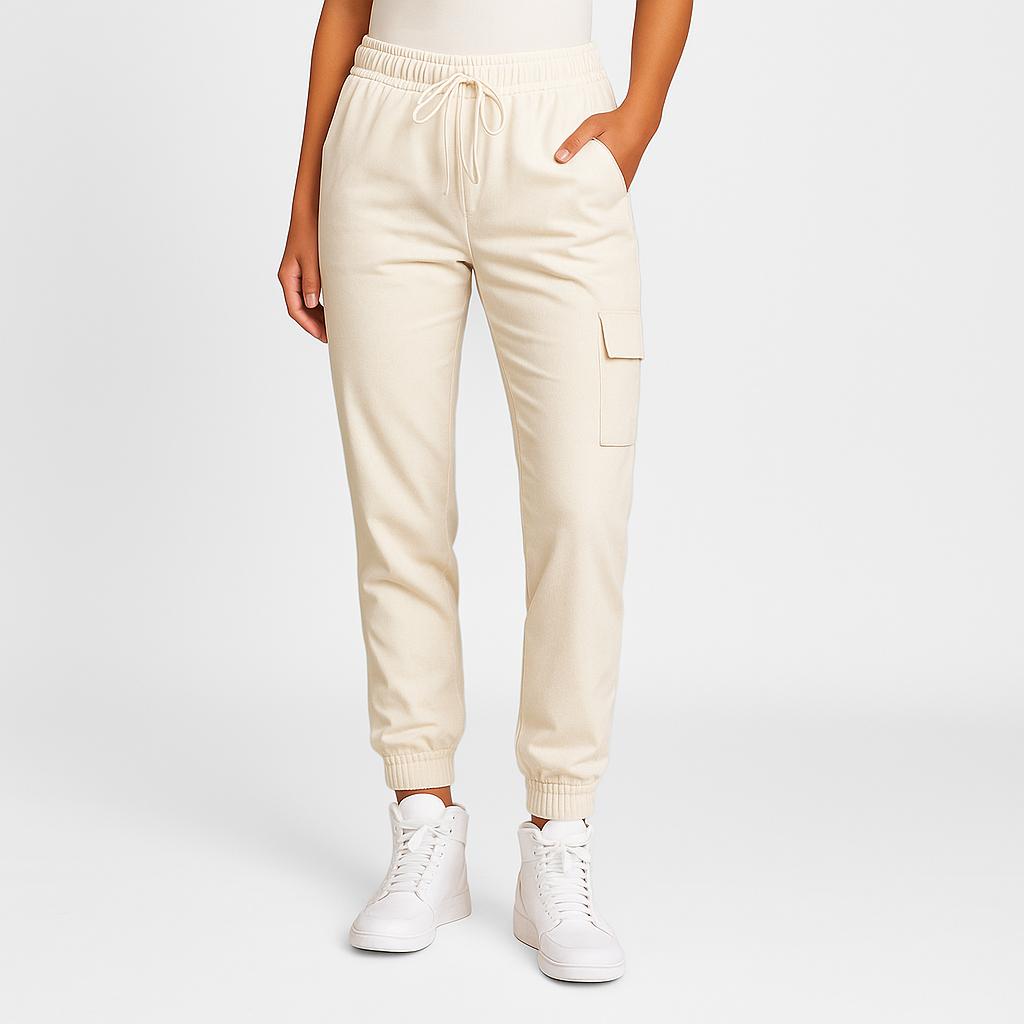 Calças cargo femininas com cintura alta