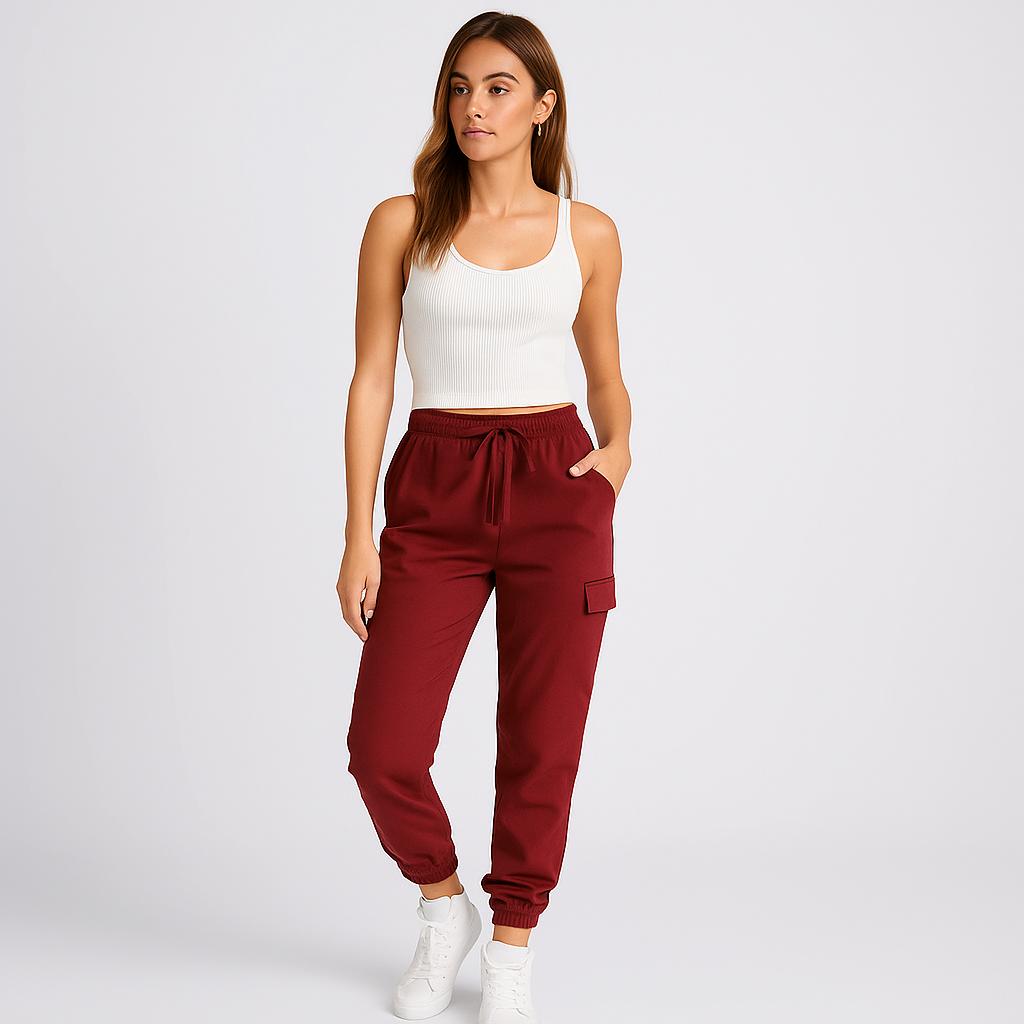 Calças cargo femininas com cintura alta