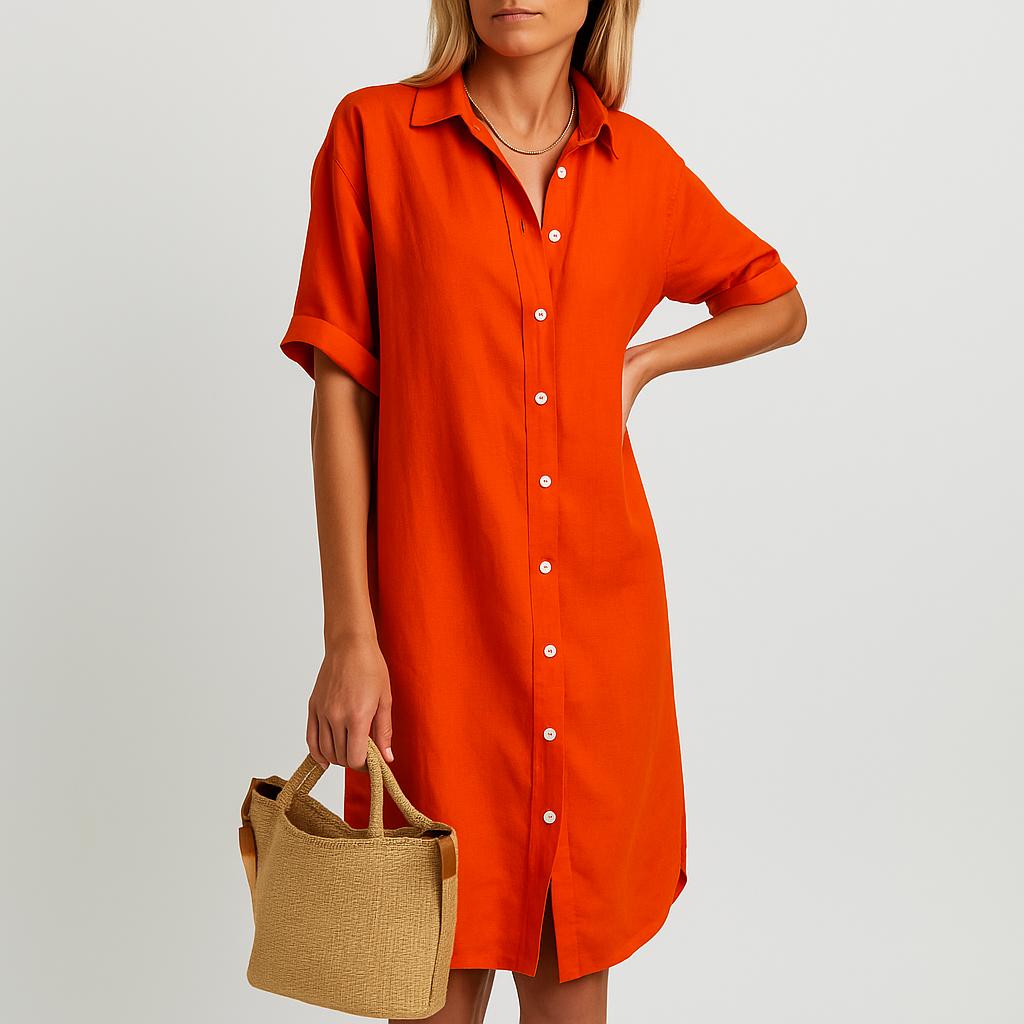 Vestido camiseiro curto com botões frontais