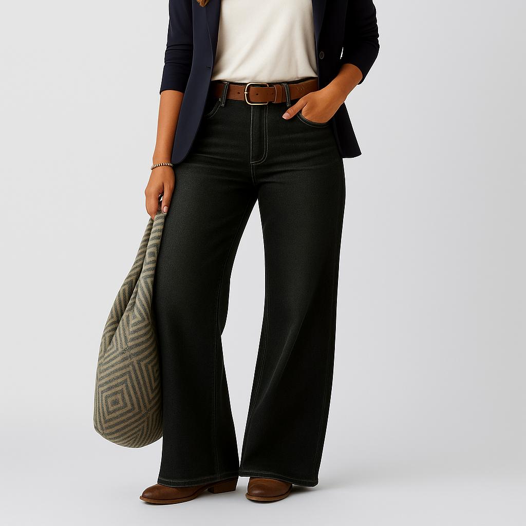 Calças de ganga femininas de perna reta