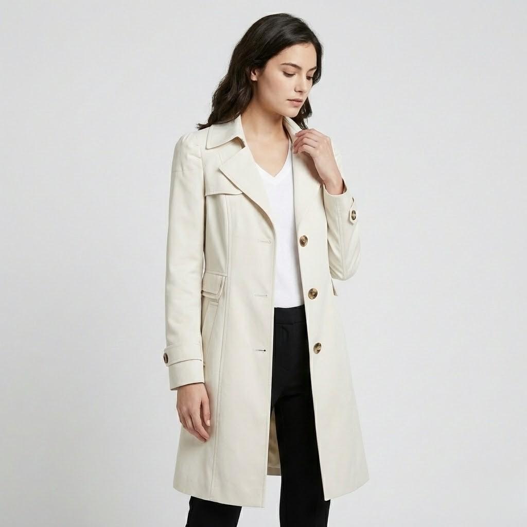 Trench coat elegante em mistura de algodão | Corte cintado | Estilo urbano clássico