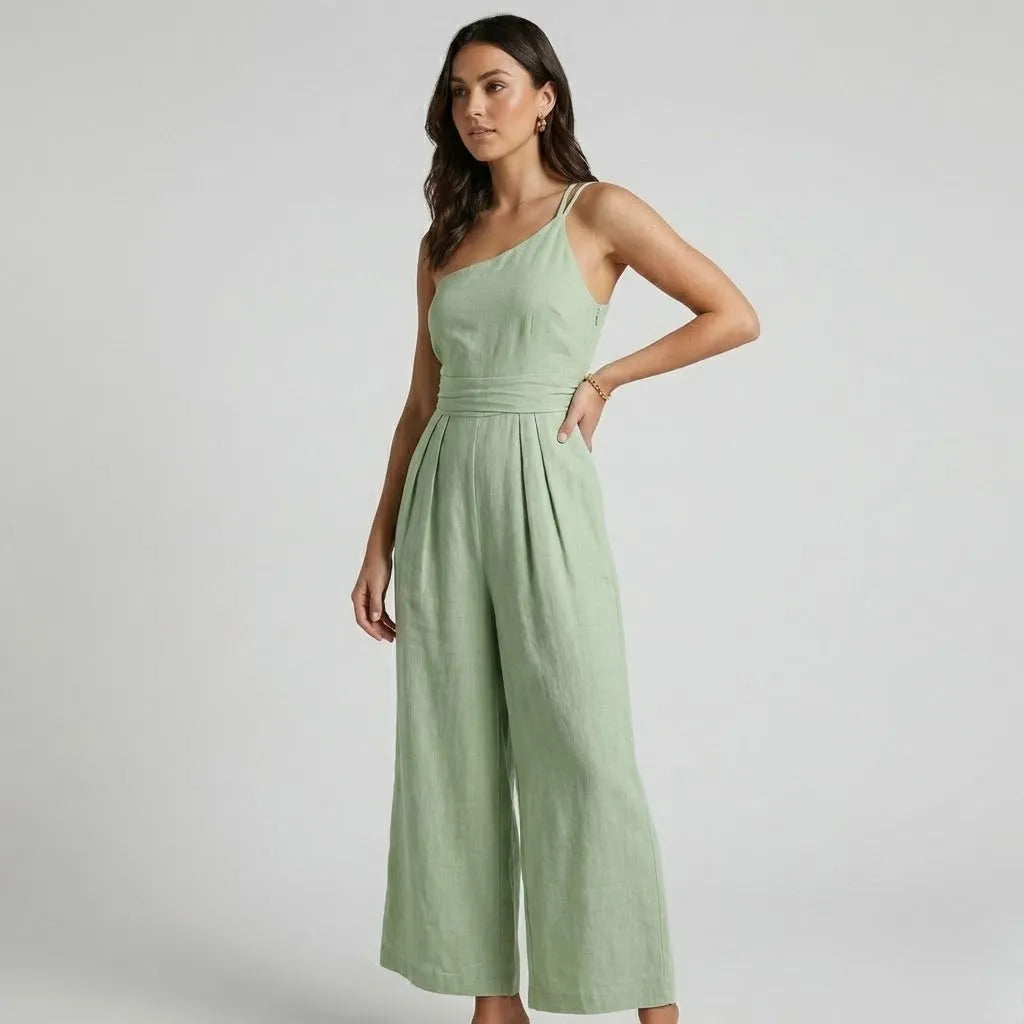 Macacão fluido em mistura de linho | Perna larga | Elegância natural