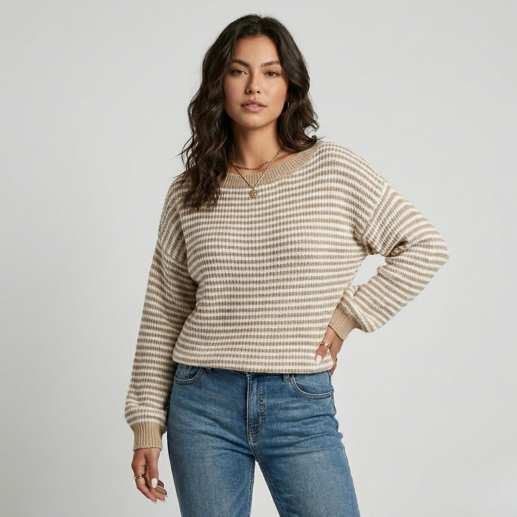 Camisola de malha texturada | Corte descontraído | Riscas contemporâneas