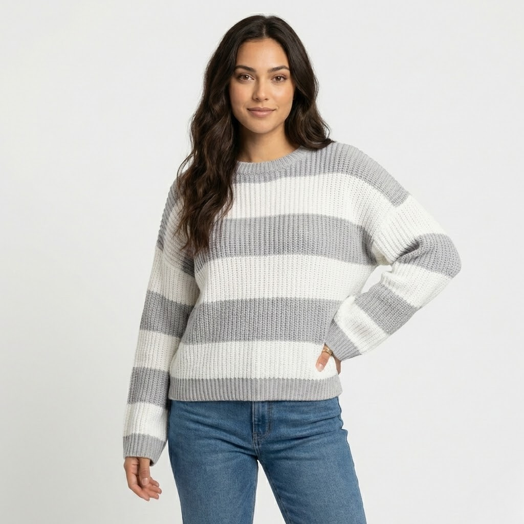 Camisola de malha canelada | Corte solto | Estilo casual moderno