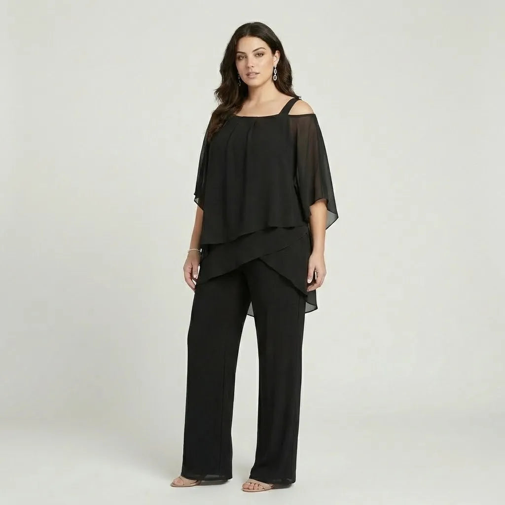 Conjunto fluido com sobreposição leve | Corte elegante | Sofisticação contemporânea