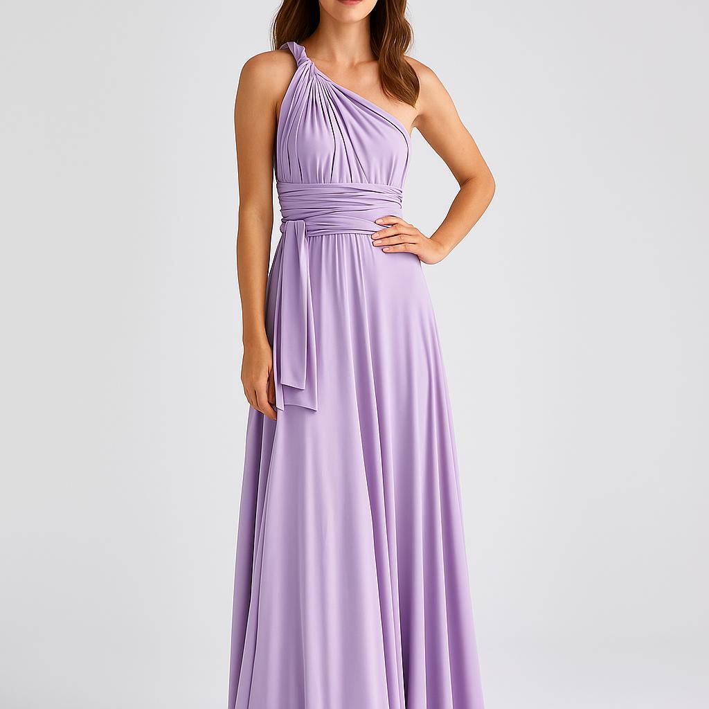 Vestido comprido fluido com decote halter e efeito drapeado