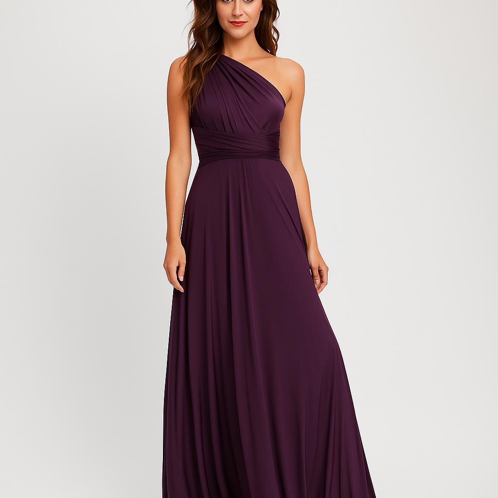 Vestido comprido fluido com decote halter e efeito drapeado