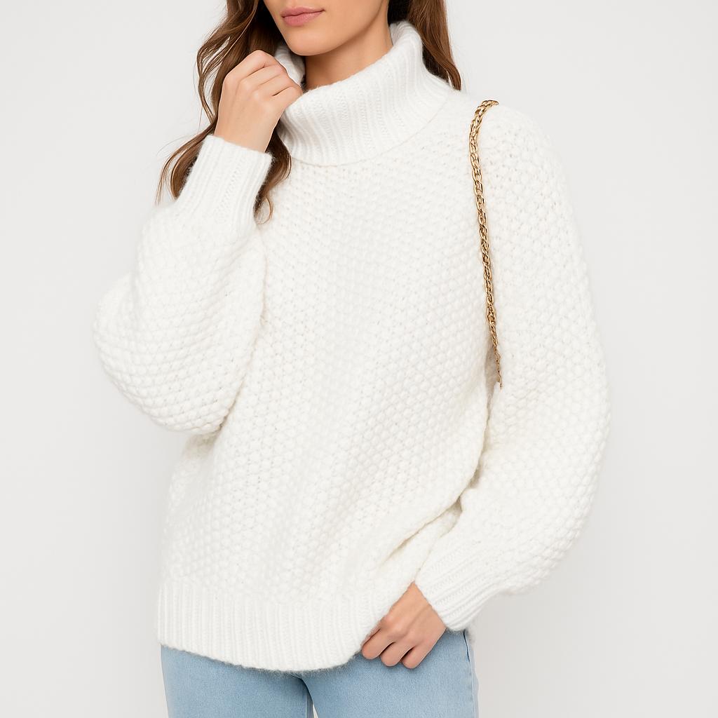 Camisola de Malha Estruturada com Gola Alta