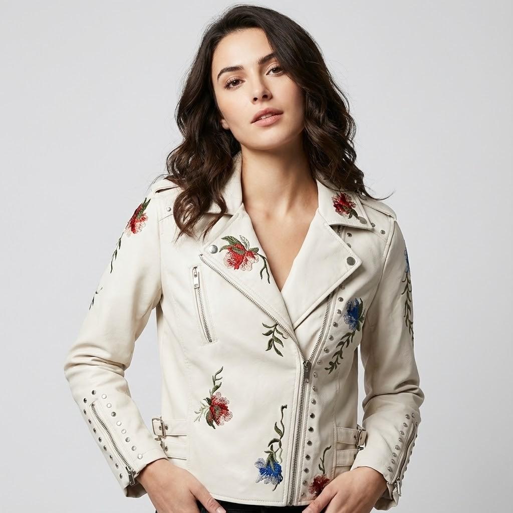 Casaco curto com bordados florais | Corte estruturado | Elegância marcante