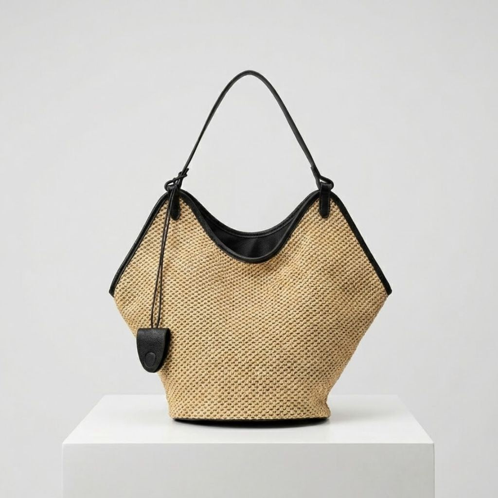 Mala Tote em Trama Aberta com Alças Longas e Estilo Natural
