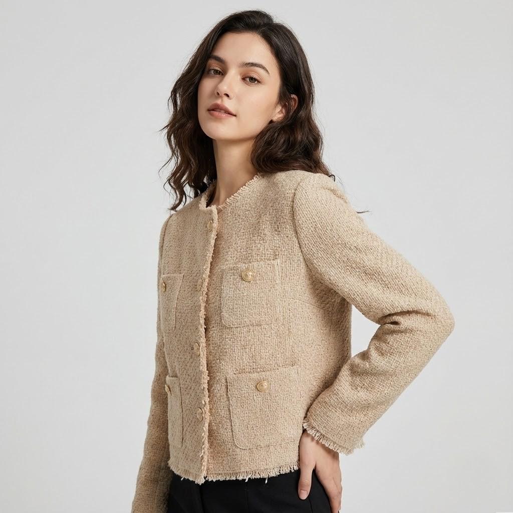 Blazer clássico em tweed elegante | Corte estruturado | Sofisticação intemporal