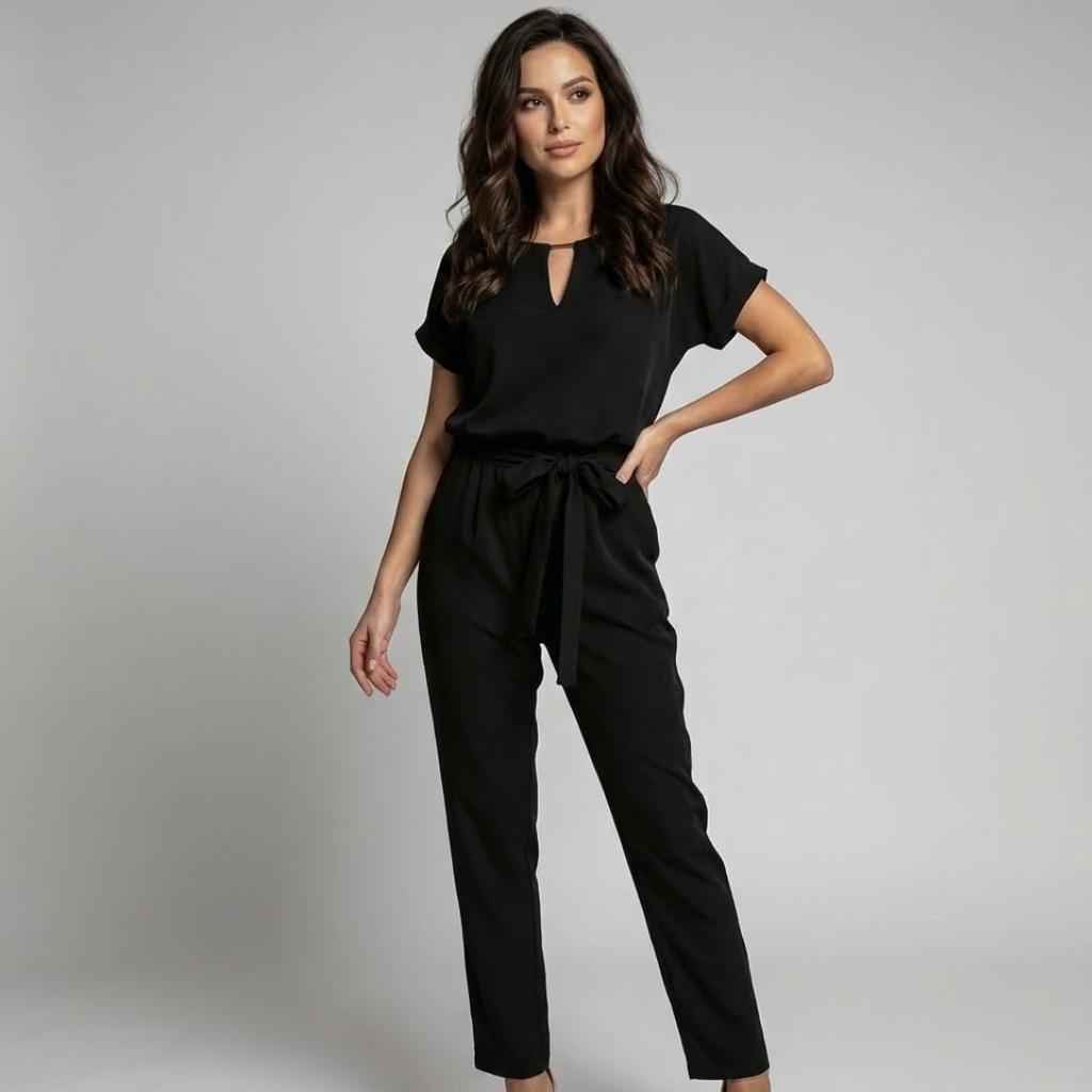 Jumpsuit elegante em mistura de viscose | Corte fluido | Silhueta feminina moderna