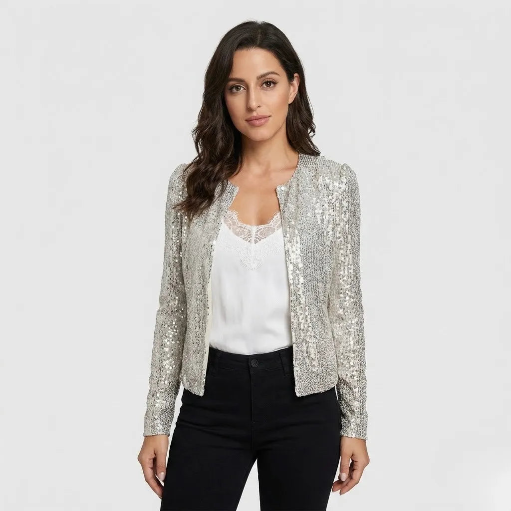 Blazer curto com brilho subtil | Corte ajustado | Elegância sofisticada para ocasiões especiais