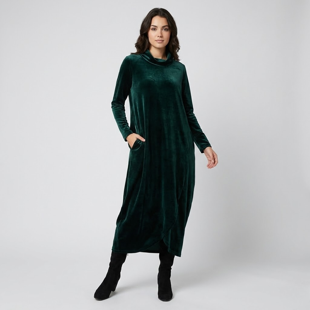 Vestido amplo em veludo suave | Corte solto | Conforto elegante para o dia-a-dia