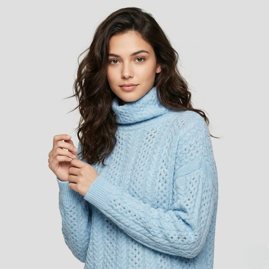 Camisola de malha com gola alta trabalhada | Corte relaxado | Conforto sofisticado