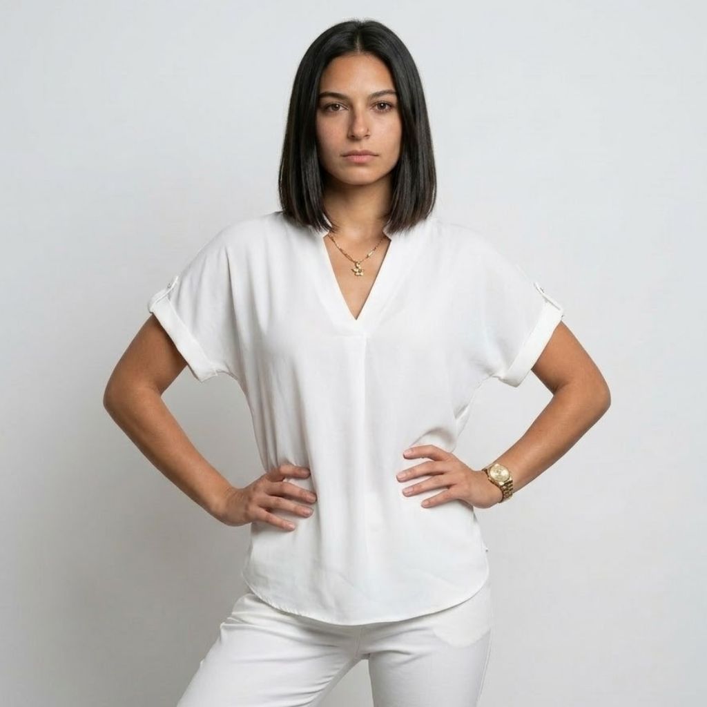 Blusa Leve com Decote em V para Conforto Diário