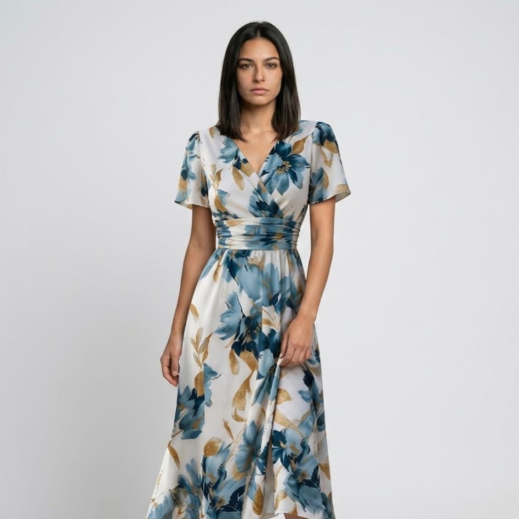 Vestido Midi Cruzado com Cintura Definida para Dias Elegantes