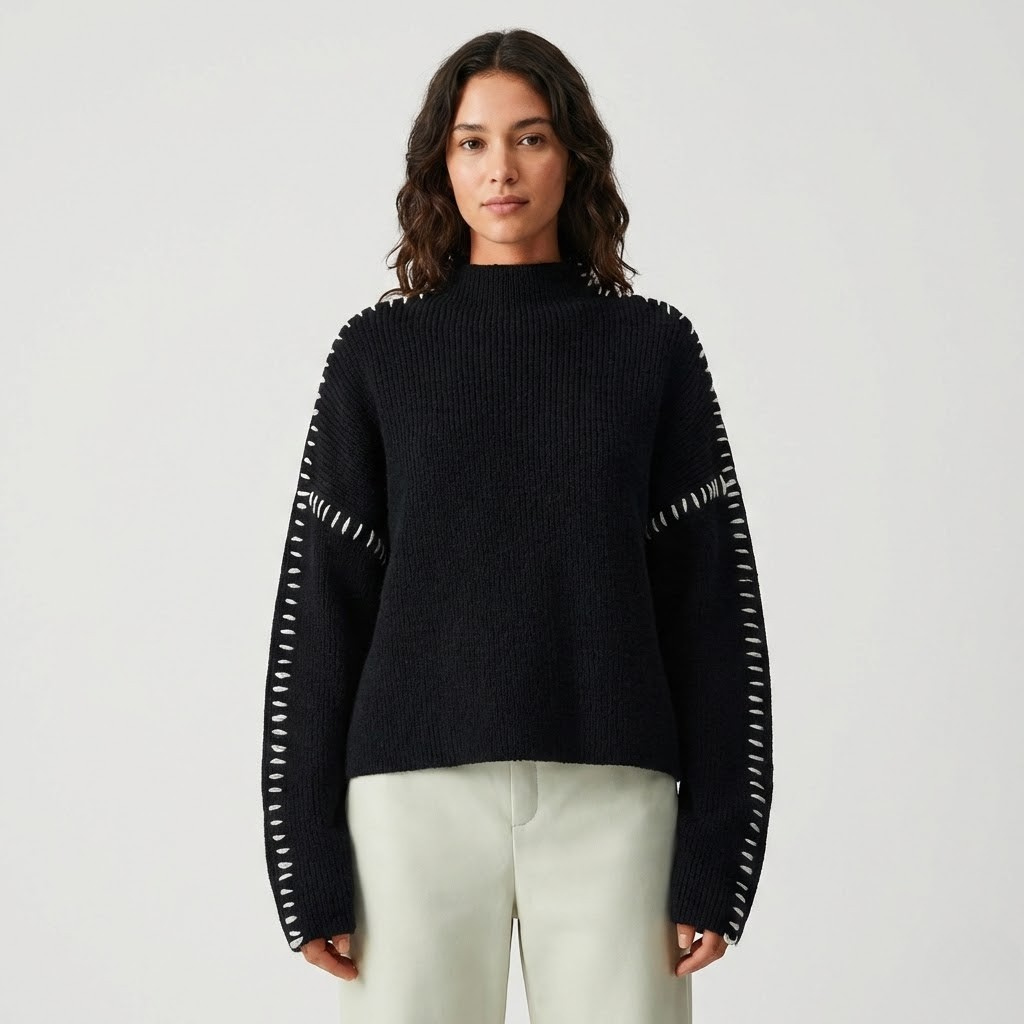 Camisola em malha com detalhe artesanal | Corte relaxado | Estilo contemporâneo