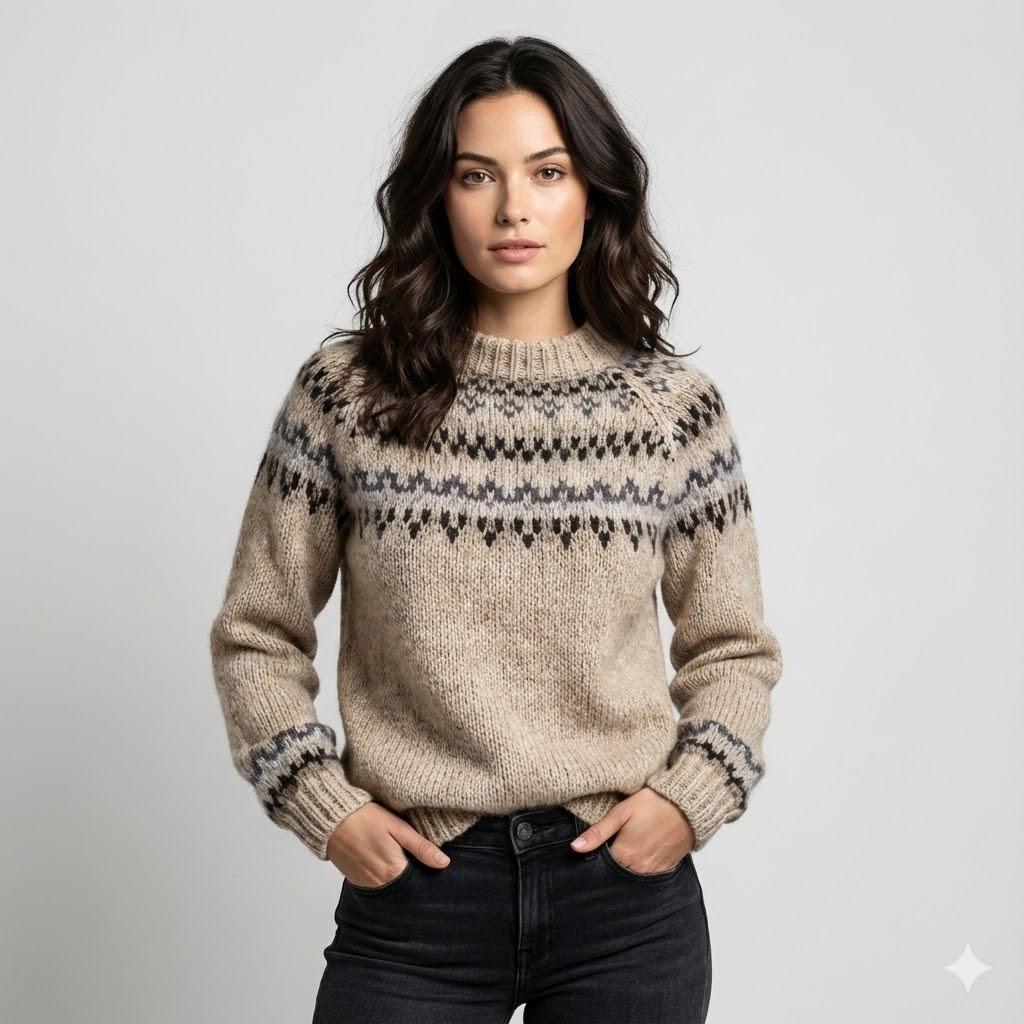 Camisola de malha Fair Isle em mistura de lã | Corte confortável | Clássico de inverno intemporal