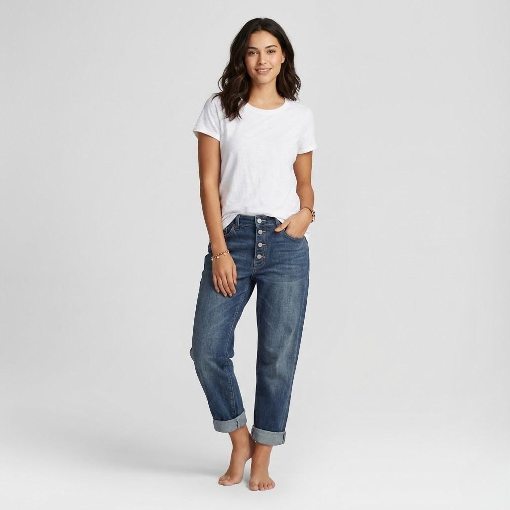 Calças de ganga de cintura subida | Corte loose fit | Conforto moderno