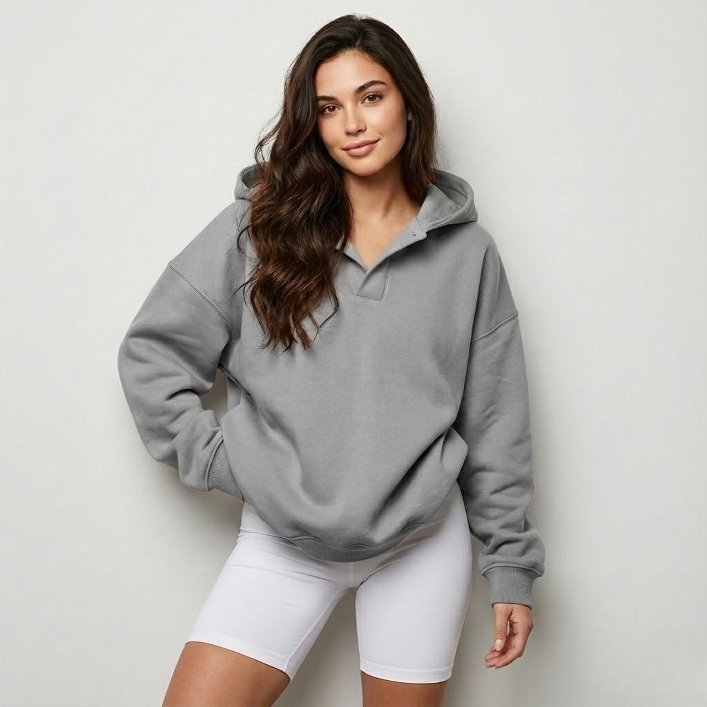 Sweatshirt com capuz em mistura de algodão | Corte oversized | Casual contemporâneo