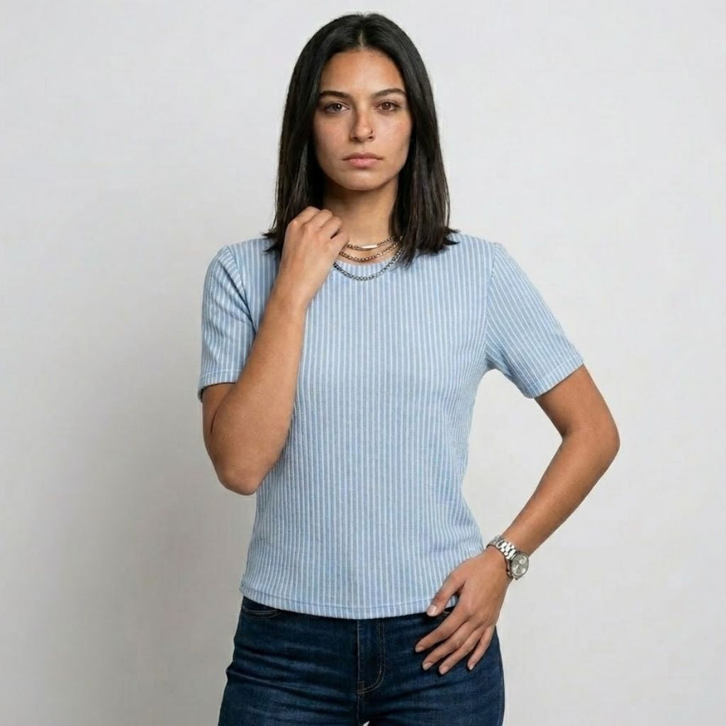 Blusa Canelada com Manga Curta para Conforto Diário