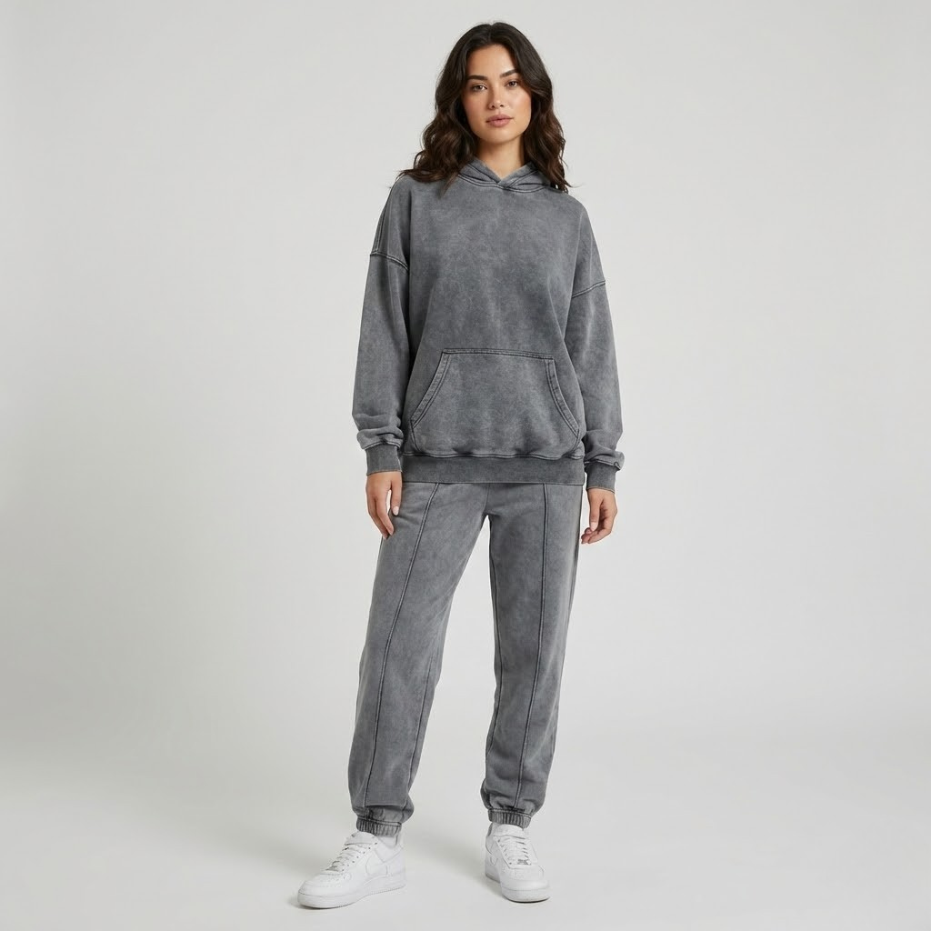 Conjunto em malha efeito lavado | Corte descontraído | Estilo urbano confortável