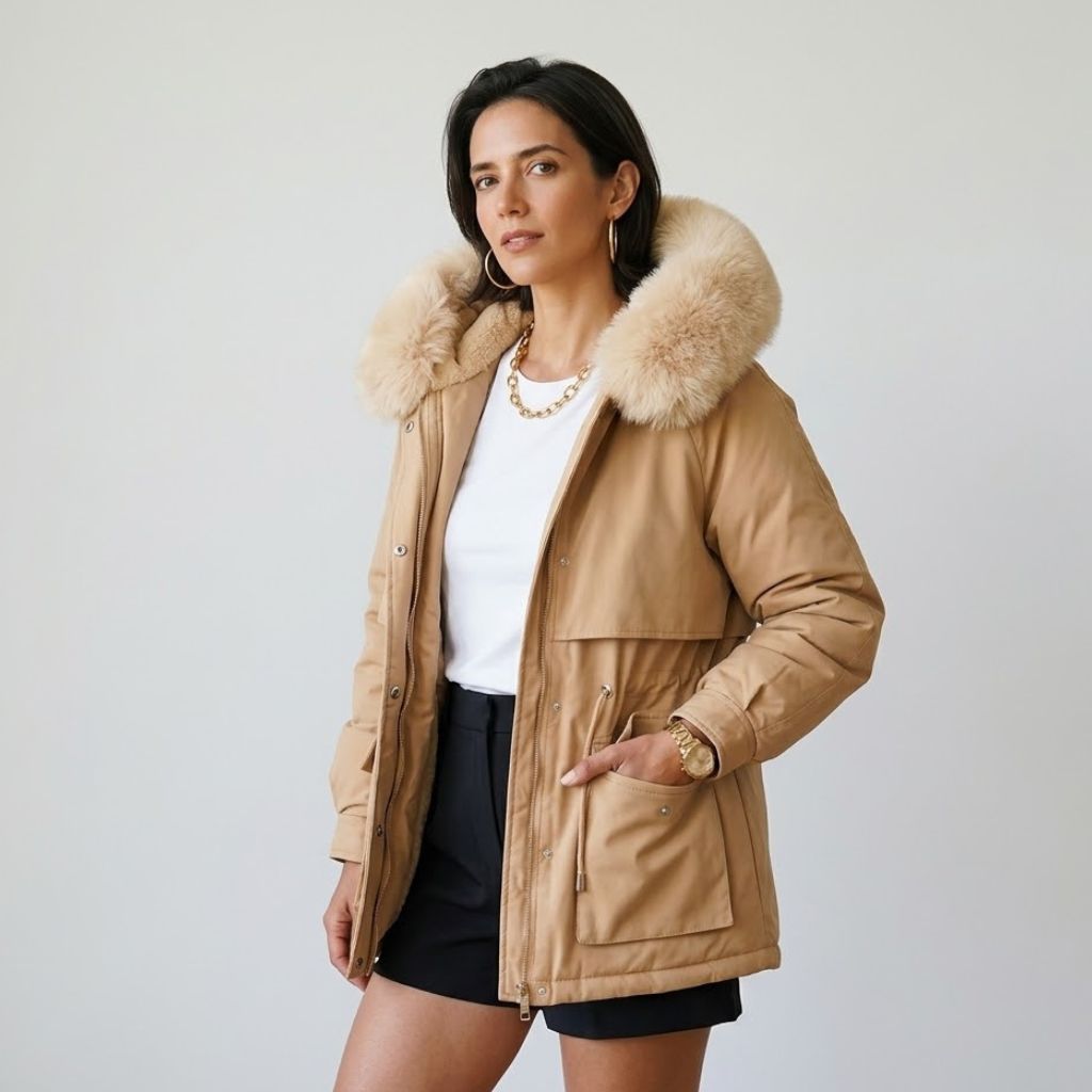 Parka Estruturada com Capuz Envolvente para Conforto Diário