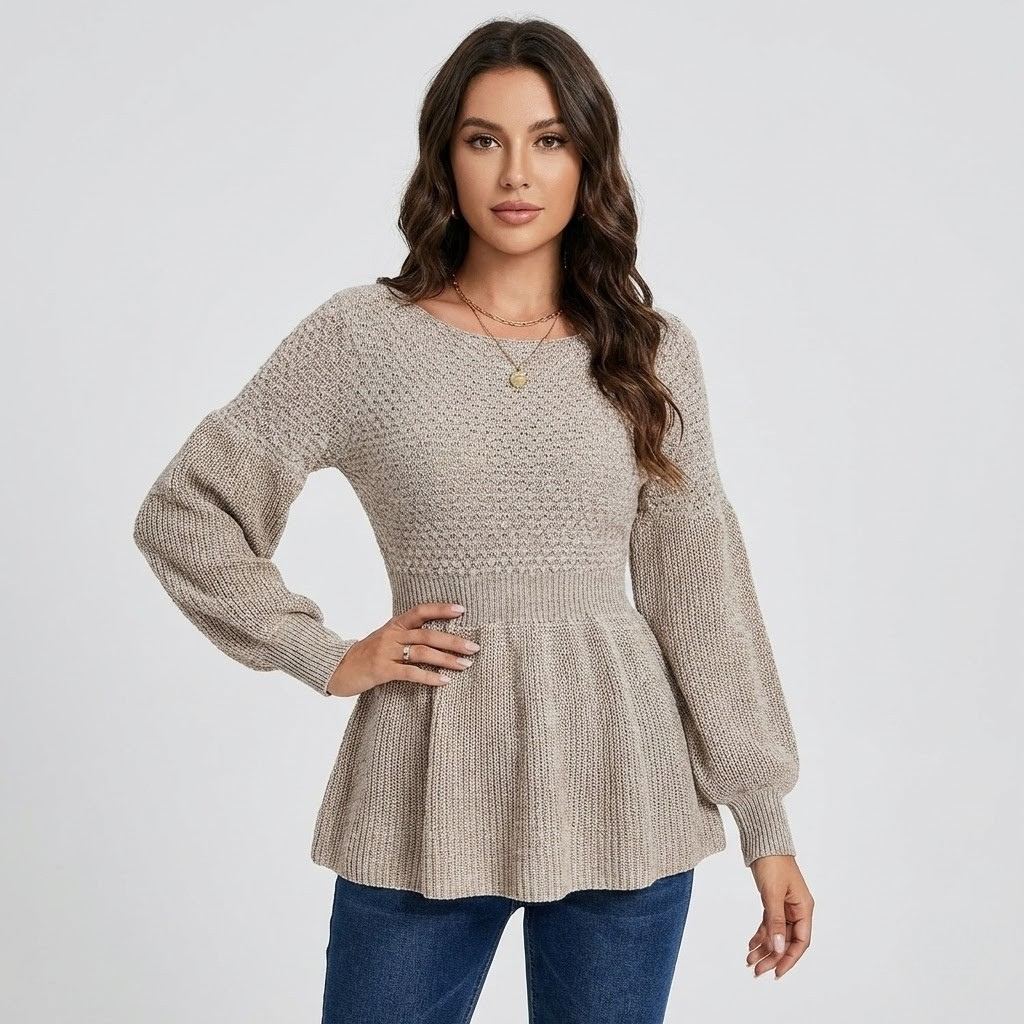 Camisola de malha com efeito peplum | Corte feminino | Conforto elegante
