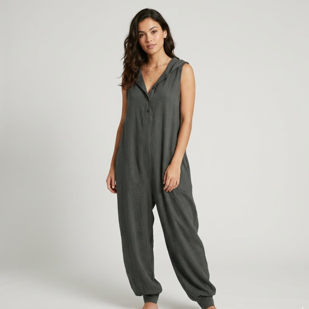 Macacão fluido de verão em tecido natural | Corte solto | Conforto descontraído