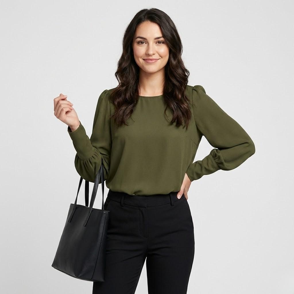 Blusa fluida de toque acetinado | Corte solto | Elegância intemporal