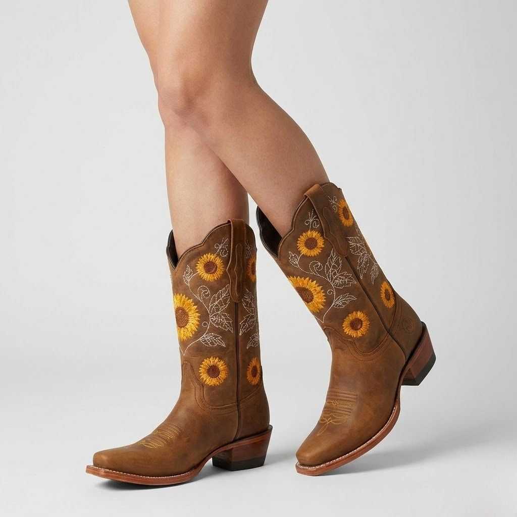 Botas Texanas Bordadas com Cano Alto e Presença Marcante