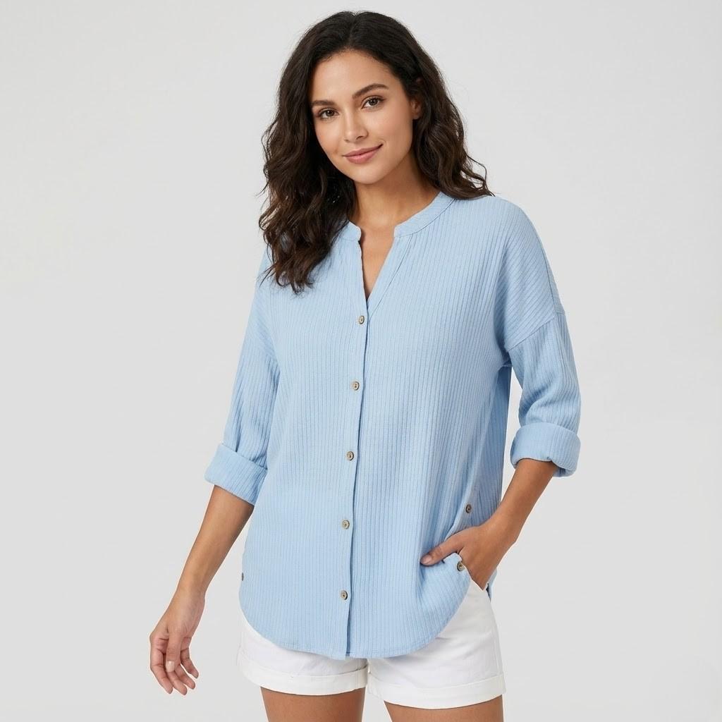 Blusa fluida em mistura de algodão | Corte solto | Elegância descontraída