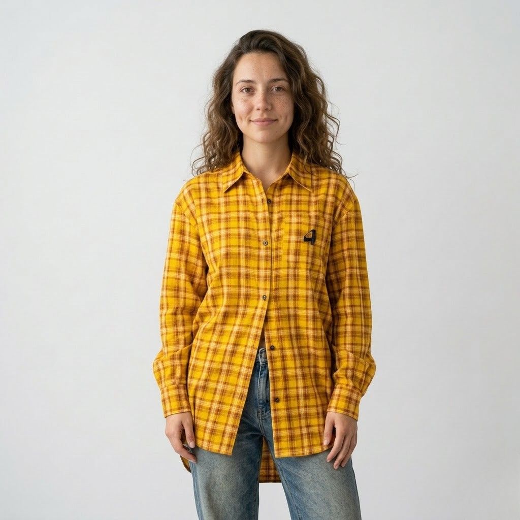 Camisa Oversized com Padrão Xadrez e Corte Solto Descontraído