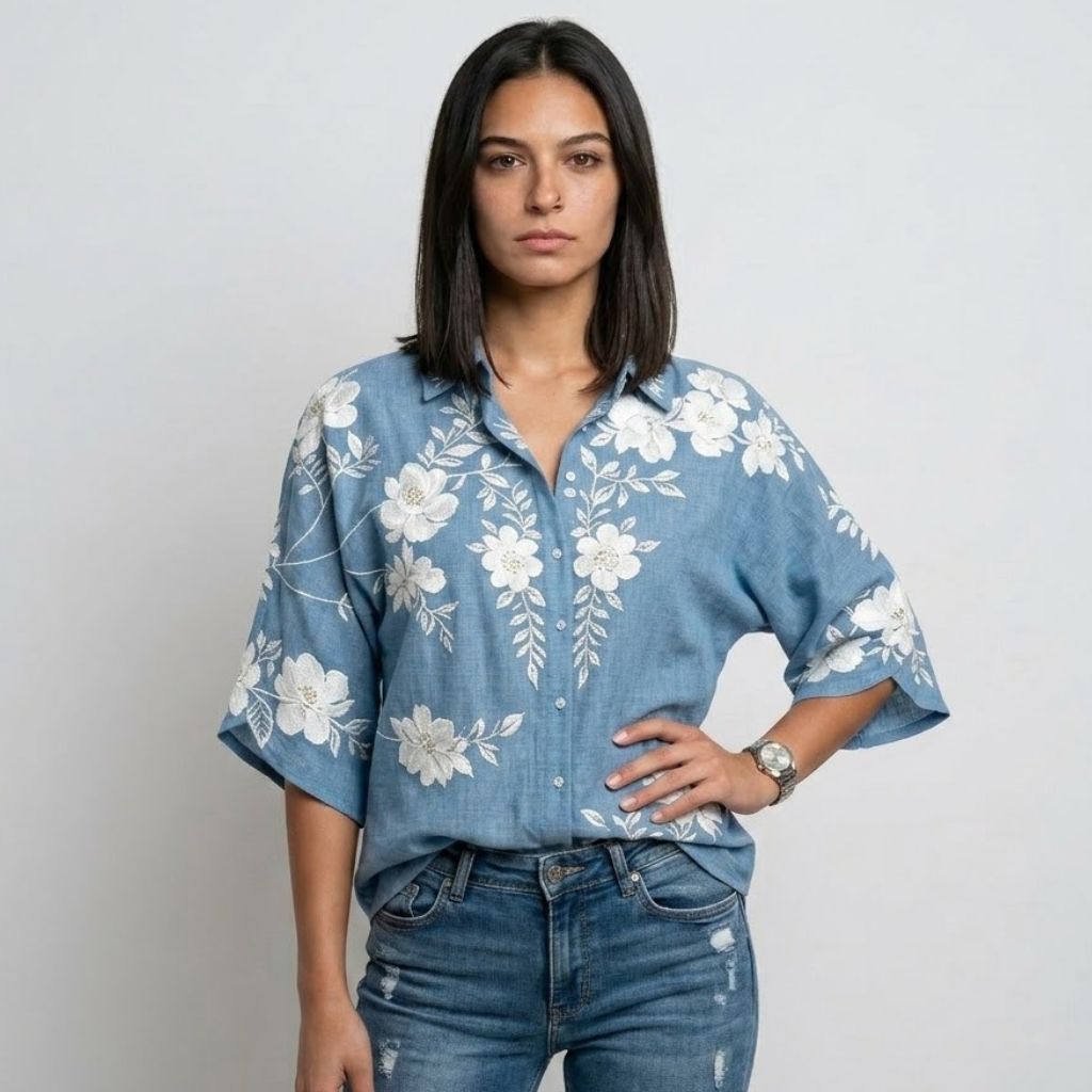 Blusa Camiseira Floral com Manga Curta para Elegância Leve