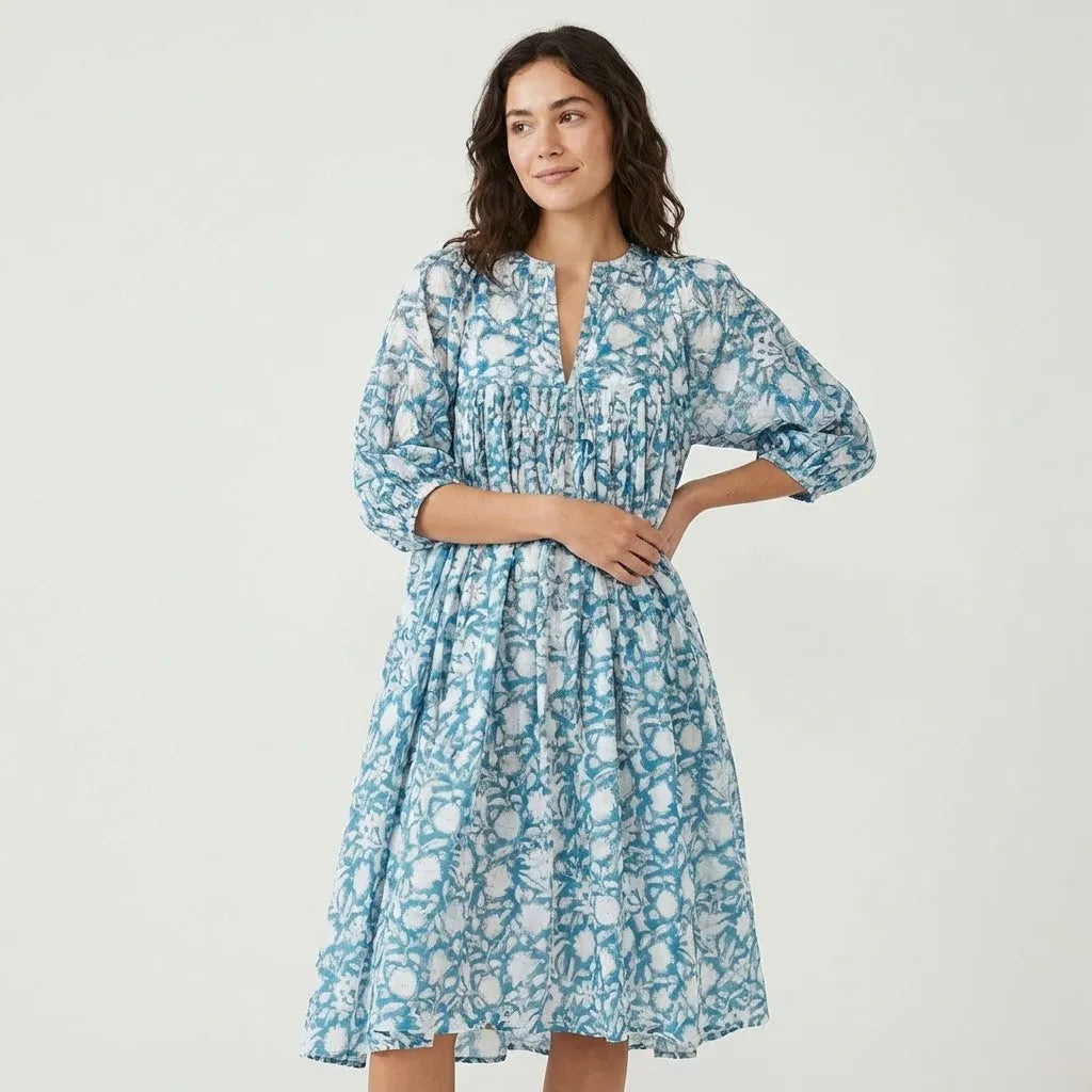 Vestido Midi Fluido | Estampado Floral | Mistura de Viscose