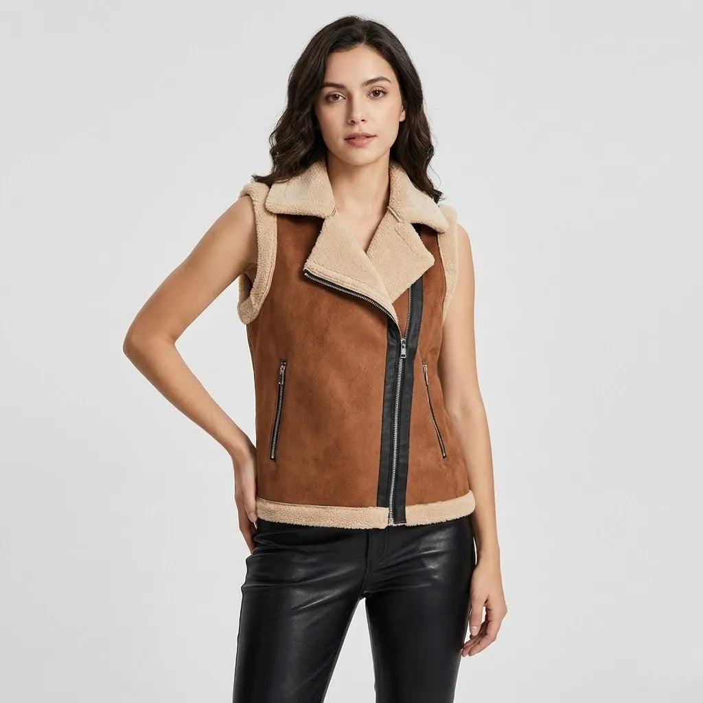 Atitude urbana com interior macio | Colete biker sem mangas | Estilo moderno
