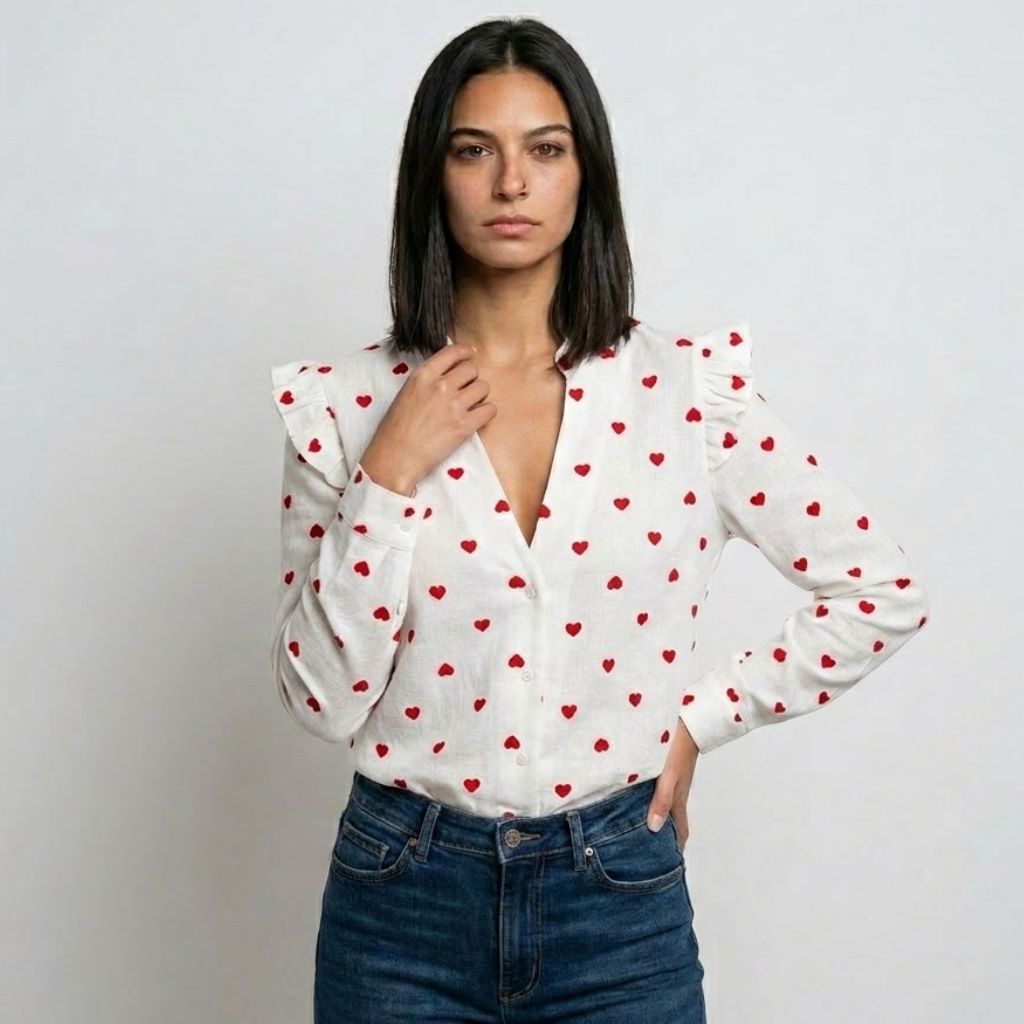 Blusa com Folhos Frontais para Elegância Feminina