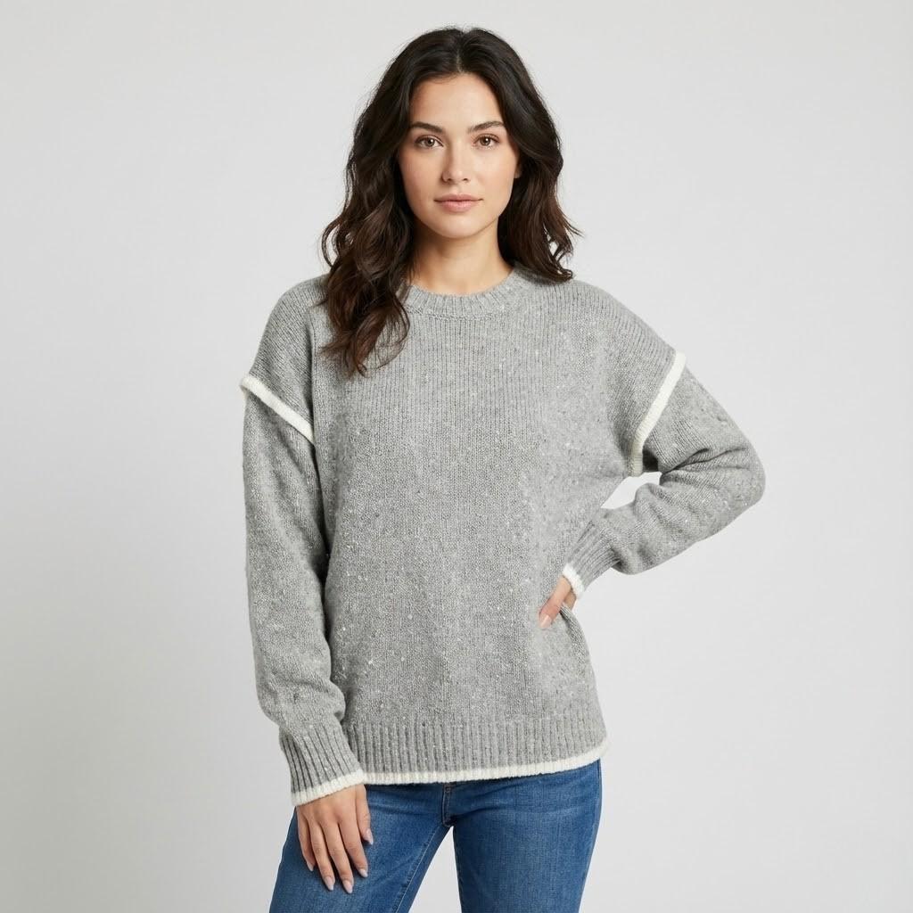 Camisola de malha em mistura de lã | Corte solto | Decote redondo minimalista