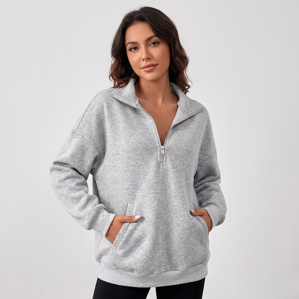 Sweatshirt de meia-gola em mistura de algodão | Corte descontraído | Essencial urbano