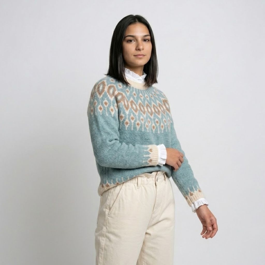 Camisola de Malha com Padrão Tradicional e Conforto Aconchegante