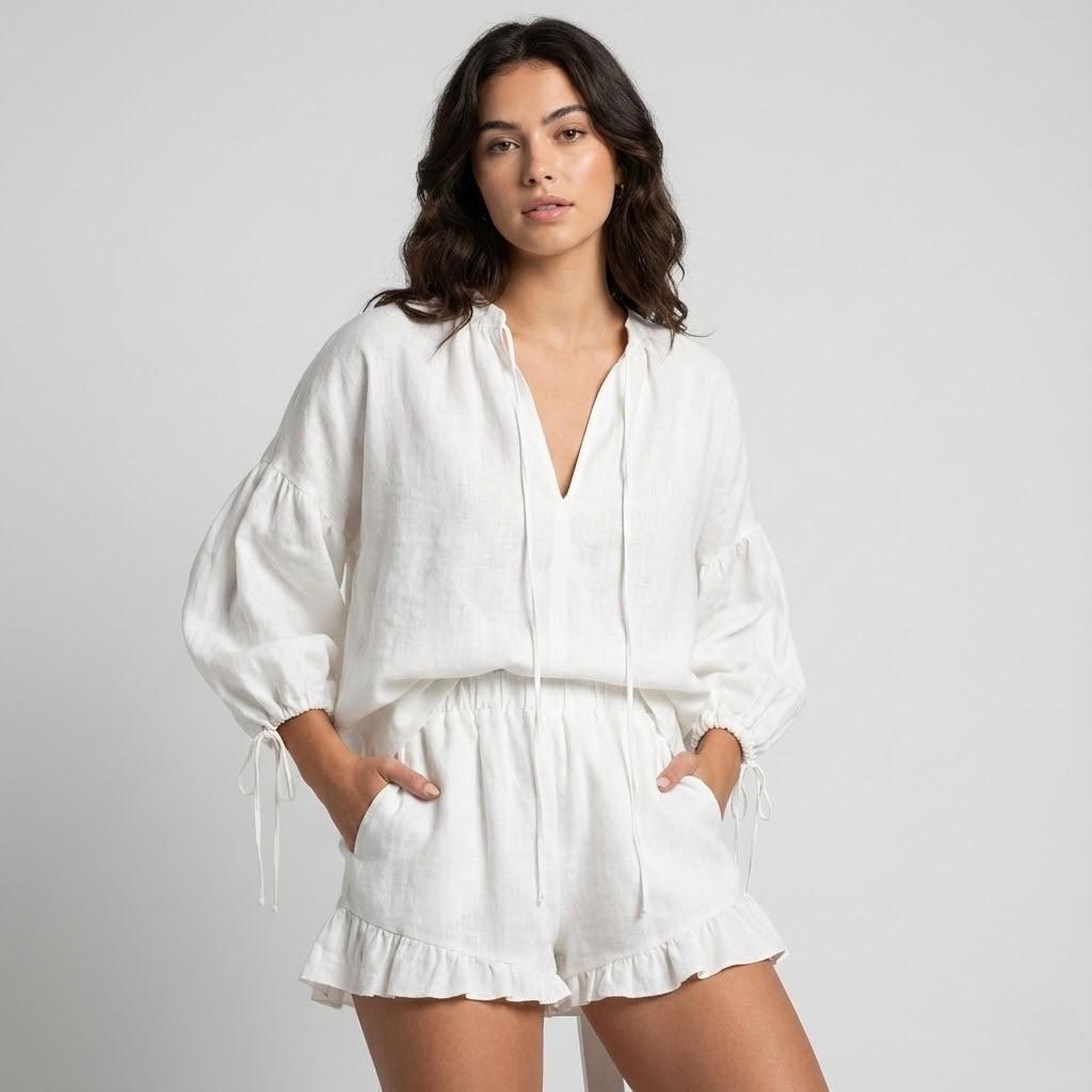 Conjunto fluido em linho leve | Corte solto | Elegância natural