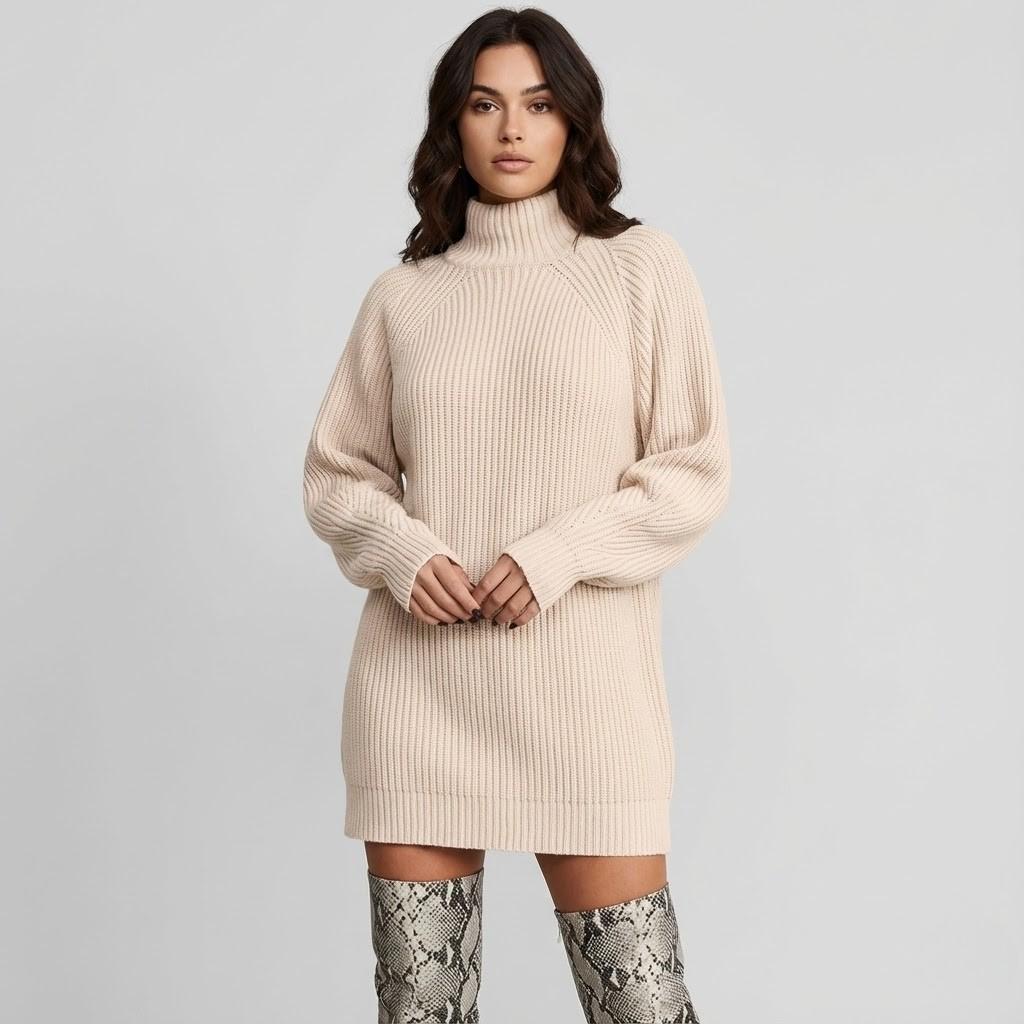 Camisola de malha em mistura de lã | Corte amplo | Gola alta envolvente