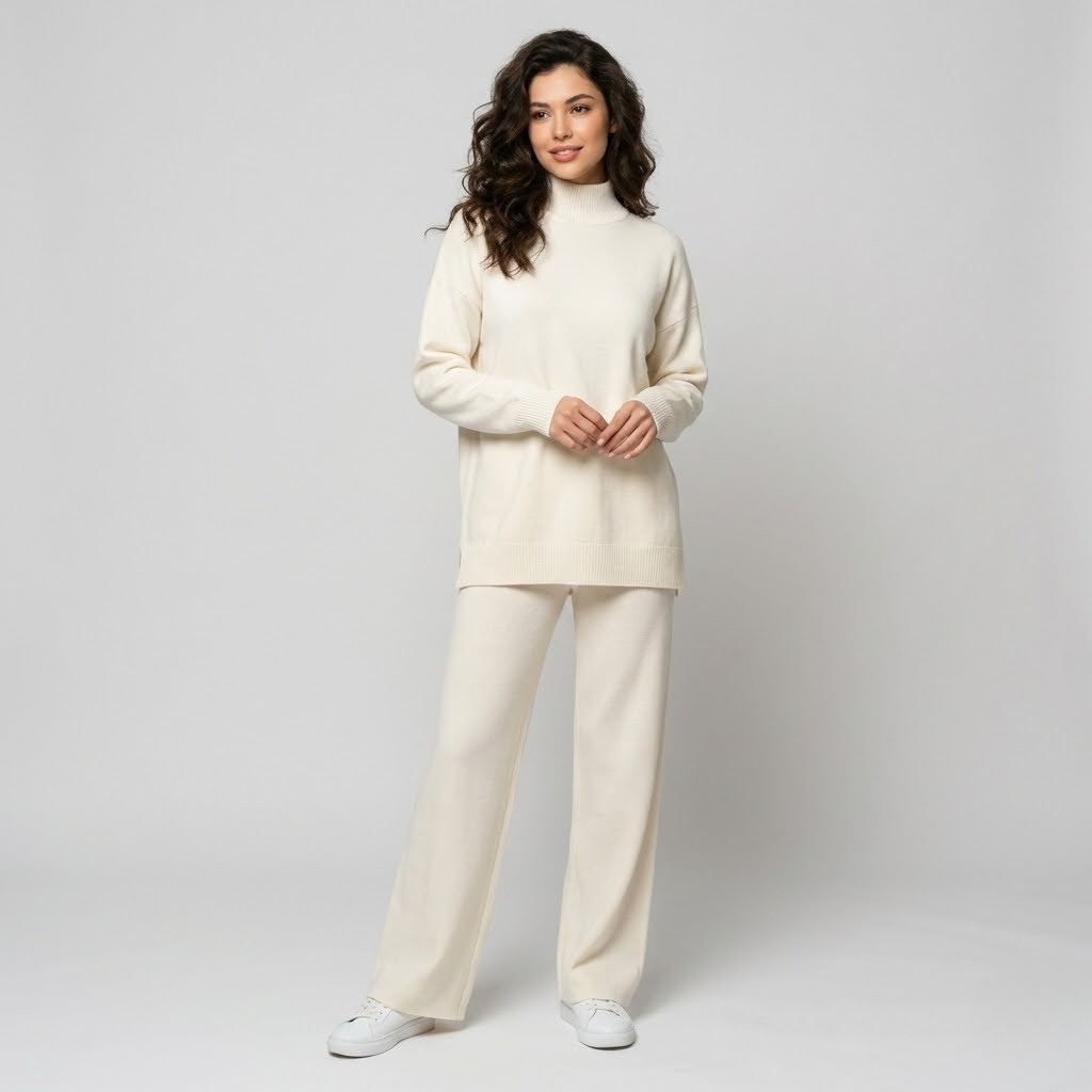 Conjunto em malha fluida | Corte amplo | Conforto elegante