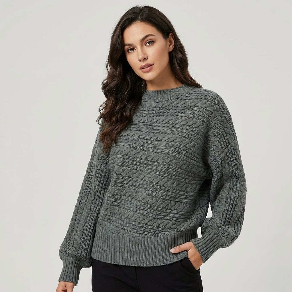 Camisola de malha trabalhada com tranças | Corte clássico | Conforto intemporal